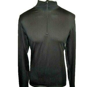 Mens DuoFold Black LS 1/4 Zip Mock Neck Polyester Base Layer Shirt sz XL